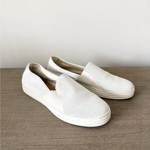 Aerosoles Salt Water Slip On Sneaker in White Perforated Leather Size 10